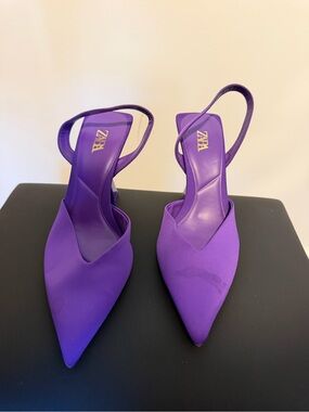 Zara Violet Pointed Slingback Heels